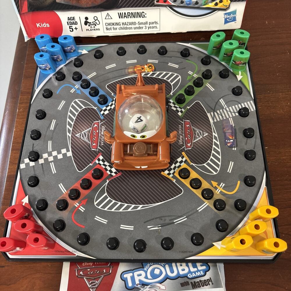 Hasbro Disney Pixar Cars 2 Pop-O-Matic Trouble Game With Mater Complete Box - Picture 2 of 9
